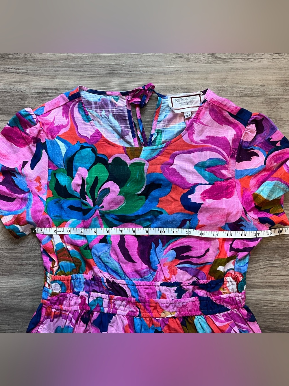 NWOT Johnny Was “Ambre” Smocked Tiered Floral Pink Multicolor Midi Dress Size S - Picture 6 of 12